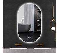 Espejo de baño LED Ovalado, Espejo de tocador para baño, Espejo Inteligente antivaho e Impermeable IP66, función de Memoria, 3000-6000K (Color: A, Tamaño: 60x90cm)