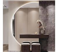 Espejo de baño LED regulable con interruptor táctil antivaho, diseño de semicírculo, ideal para decoración moderna de entrada e iluminación elegante de pared