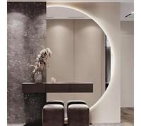 Espejo de baño LED regulable con interruptor táctil antivaho, diseño moderno de semicírculo para decoración elegante de tocador y entrada en el hogar y el hotel