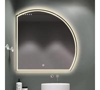 Espejo de baño LED retroiluminado por semicírculo para el soporte de pared, espejo de maquillaje inteligente de 3 colores con toque, decoración del hogar iluminada sin niebla cubierta de niebla