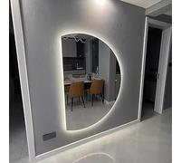 Espejo de baño LED semicircular de 25 * 35 Pulgadas, Espejo Inteligente con Luces, 3 Colores, Regulable, Espejo de tocador LED antivaho, irrompible (Color: Corte Izquierdo, tamaño: 84 * 120