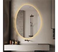 Espejo de baño LED sin Marco de Forma Irregular con luz cálida, 60x80cm/23.6x31.5in. Espejo de tocador asimétrico Iluminado. Espejo de Pared para Dormitorio, Sala de Estar y Zona de maquilla