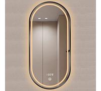 Espejo de baño LED, tocador montado en la pared para afeitado y maquillaje, perfecto para sala de estar, dormitorio o decoración de entrada, diseño moderno e iluminación brillante