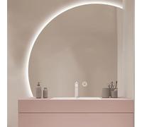 Espejo de Baño Media Luna 90cm,Lnteligente Antiniebla Espejo de Pared,Espejo Maquillaje con Lluminación LED, Espejo Retroiluminado Semicircular para Salón(Size:60x60cm,Color:Corte Izquierdo)