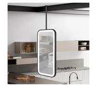 Espejo de baño montado en la pared con luz LED, espejo rectangular grande para colgar (negro, 50 x 100 cm) para decoración elegante del hogar e iluminación mejorada