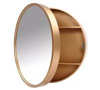 Espejo de baño montado en la pared con puerta solapa, espejo colgante redondo de 50 cm, elegante unidad de almacenamiento de cosméticos para organizar los elementos esenciales