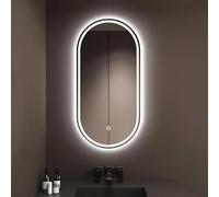 Espejo De Baño Ovalado, Espejo con Luz LED, 40x70cm|40x80cm|50x70cm|50x80cm Espejo De Pared Sin Marco, 3 Colores Y Luz Regulable, Botón Táctil(Size:40x70cm,Color:Estilo B)