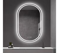 Espejo de baño ovalado LED con antivaho, interruptor táctil regulable y 3 opciones de temperatura de color para iluminación moderna de tocador y decoración elegante del hogar