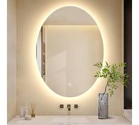Espejo de baño ovalado LED de 80 cm, espejo de tocador iluminado ajustable con iluminación de 3 colores, antivaho, diseño moderno (60 x 40 cm) para decoración elegante del hogar