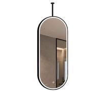 Espejo de baño ovalado LED de metal negro iluminado para maquillaje y afeitado, reflejo HD, 50 cm x 90 cm, diseño elegante para baños modernos