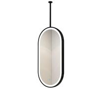 Espejo de baño ovalado regulable de 40 x 70 cm, espejo colgante de metal negro con 3 temperaturas de color para decoración de iluminación de hogar y hotel