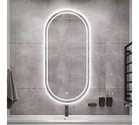 Espejo de baño ovalado retroiluminado LED de 60 x 90 pulgadas, espejo de pared antivaho, 3 colores de temperatura, iluminación ajustable, diseño moderno para tocador y decoración del hogar