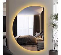 Espejo de baño para Pared con retroiluminación, 3 Modos de Color, sin Marco, con Espejos de Maquillaje iluminados con LED Inteligentes y Espejos de Vestir en Forma de Media Luna (Corte derec