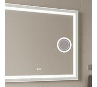 Espejo de Baño rectangular con Luz JULIA 110x70 (Alto x Ancho) - Función Antivaho - Sección de aumento x5 - Tres tonos de luz diferente - Marco Termoplástico - Protección IP44 en sus LEDs