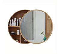 Espejo de baño redondo con armario de almacenamiento, espejo de maquillaje montado en la pared, 70 cm, mueble de baño decorativo, elegante y funcional, espejo de tocador (color: E)