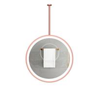Espejo De Baño Redondo Con Iluminación Led, Espejo De Baño Decorativo Minimalista Para Tocador De Pared, Espejo De Tocador Flotante Para Maquillaje Y Afeitado, Dorado-60 Lx 60" W, Oro Rosa-50