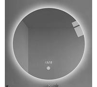 Espejo de baño redondo iluminado, antivaho y espejo de maquillaje con sensor táctil, 3 colores de luz y brillo ajustable, perfecto para dormitorio y aseo, varios