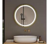 Espejo de baño redondo LED de 40 cm con regulador táctil, antivaho, diseño moderno, espejo de tocador para el hogar, solución de iluminación elegante para maquillaje y aseo