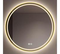 Espejo de baño redondo LED inteligente, aluminio negro, antivaho, disponible en 40 cm, 50 cm, 60 cm, 70 cm, 80 cm, perfecto para baños modernos