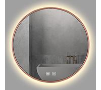 Espejo de baño redondo retroiluminado, espejo de maquillaje LED regulable antivaho con 3 colores de luz, control táctil impermeable IP44