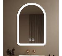 Espejo de baño regulable con función de memoria, fácil instalación, 70 cm, diseño rectangular para baño, dormitorio y entrada, acabado blanco