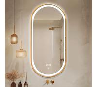 Espejo de baño regulable con interruptor táctil, marco antivaho, luz LED que cambia de color, montaje en pared,