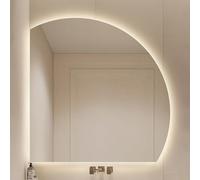 Espejo de baño regulable de 3 colores LED de media luna, antivaho, interruptor táctil de 28, 32, 36 y 40 pulgadas, opciones para decoración del hogar, espejo de pared, diseño moderno