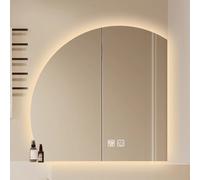 Espejo de baño regulable de media luna, 3 colores, antivaho, espejo de tocador para sobre el fregadero, diseño Irregu, elegante decoración del hogar, 90 cm, perfecto para baños modernos