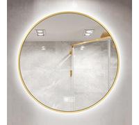 Espejo de baño retroiluminado, espejo redondo de pared antivaho con iluminación LED regulable, impermeable IP44, control táctil doble