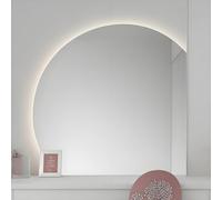 Espejo de baño semicircular Grande con Forma de Media Luna - Espejo de tocador Inteligente con luz LED de 3 Colores, antivaho, diseño sin Marco e Interruptor táctil (se instala Justo Debajo