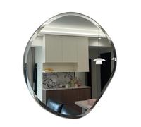 Espejo de baño sin marco sobre el fregadero, espejo de pared pulido biselado irregular, reflejo claro y nítido (28 x 27.5 pulgadas), decoración moderna para el hogar