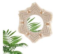 Espejo de bohemio, espejo de pared de ratán tejido a mano, colgante artístico, espejos de inspiración vintage, decoración ética del hogar para dormitorio y espacios estéticos interiores, pieza