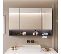 Espejo de botiquín con atenuación continua, desempañamiento de un solo toque, luz circundante, almacenamiento dividido para baño