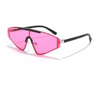 Espejo de ciclismo con protección UV para hombres y mujeres, espejo para exteriores, retro, gafas de lujo, visera solar de pierna estrecha, UV400, negro/rosa, Talla única