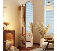 Espejo de cuerpo completo 2 en 1 y perchero - Diseño de madera giratorio de 360°, altura ajustable de 40 x 168 cm a 50 x 172 cm, elegante nizer que ahorra espacio para la entrada del hogar o el