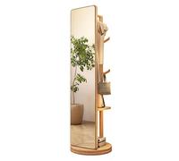 Espejo de cuerpo completo 2 en 1 y perchero, elegante espejo de pared de madera para dormitorio y sala de estar, solución de decoración del hogar que ahorra espacio
