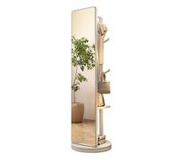 Espejo de cuerpo completo 2 en 1 y perchero, elegante espejo de pared de madera para dormitorio y sala de estar, solución de decoración del hogar que ahorra espacio