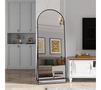 Espejo de cuerpo entero con esquinas redondeadas, 162 x 53 cm, espejo de pie para colgar, de pie o apoyarse, espejo de dormitorio, espejo de pared, espejo de vestidor con marco de aluminio (negro)