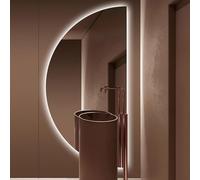 Espejo de cuerpo entero LED semicircular con luz de 3 colores, espejo de baño inteligente HD regulable sin marco, retroiluminado antivaho para montaje en pared (corte derecho, 120x60cm) (corte de