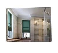 Espejo de ducha rectangular redondeado con reflejo HD con colgante horizontal o vertical para sala de estar, dormitorio, baño, entrada, pasillo (negro, 70 x 90 cm)