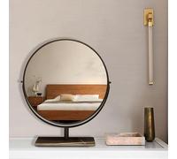Espejo de escritorio moderno, rotación de 360° con soporte, fácil de instalar, apto para sala de estar, dormitorio y tocador, 30 cm de diámetro