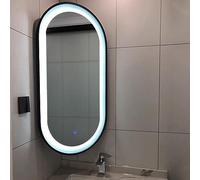 Espejo de esquina LED ovalado con soporte, espejo de maquillaje Smart Touch, 35 x 60 cm, 40 x 80 cm, 40 x 90 cm, aleación de aluminio, HD, con color blanco natural y cálido LightNero