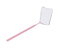 Espejo de extensión de pestañas en Forma de Abanico, Espejo de pestañas de Acero Inoxidable de Moda contraído HD con Mango moleteado para Mujer (Rosa)