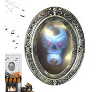 Espejo de Halloween activado por movimiento,Espejo embrujado activado por movimiento,Espejo de reflejos embrujado con sonido espeluznante - Espejo ovalado embrujado que habla, espejo aterrador activad