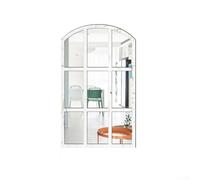 Espejo de imitación tridimensional para pared, marco de madera, espejo decorativo acrílico para decoración del hogar, fondo autoadhesivo, arte de pared, 44 x 27 cm, blanco/negro/madera (blanco)