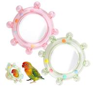 Espejo De Jaula Para Pájaros - 2 piezas juguete interactivo de rueda giratoria con sonido | Espejo de loros,Cotorras, ninfas, canarios e inseparables, enriquecimiento, juego antiaburrimiento y soledad