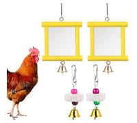 Espejo de juguete de pollo, espejo colgante de campana, espejo de pollo, columpio de espejo de pollo, piedra de molienda de pico, juguete de entretenimiento de aves de corral para loros, gallos