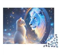 Espejo de león de Gato mágico Set Rompecabezas 1000 Piezas Cartón Premium para Adultos, Desafío Educativo, Diversión En Casa, Gran Idea para Celebraciones De Aniversario 52x38cm/1000pcs