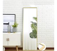 Espejo de longitud completa 150 x 40 cm, espejo de pie con marco simple, gran espejo de pared HD con gancho, reflejo de cristal HD transparente, irrompible y ligero (dorado, 150 x 40 cm)