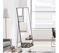 Espejo de longitud completa 150 x 40 cm, espejo de pie con marco simple, gran espejo de pared HD con gancho, reflejo de cristal HD transparente, irrompible y ligero (negro, 150 x 40 cm)